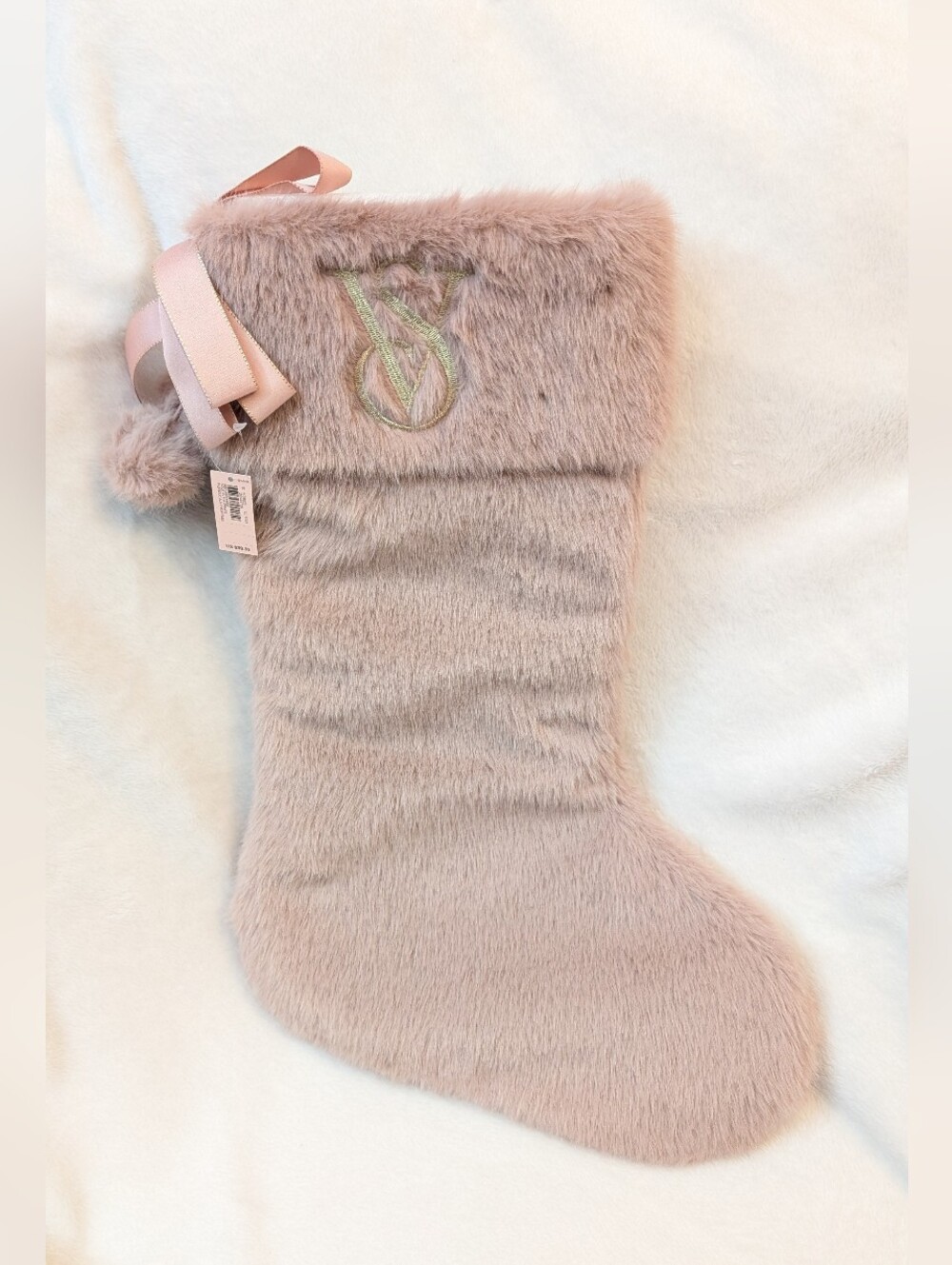 Victoria's Secret Christmas Stocking Plush 17"  pinkish Mauve NWT